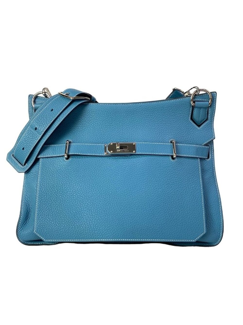 Hermes Shoulder Bag Gipsiere 34 Blue Jean Silver